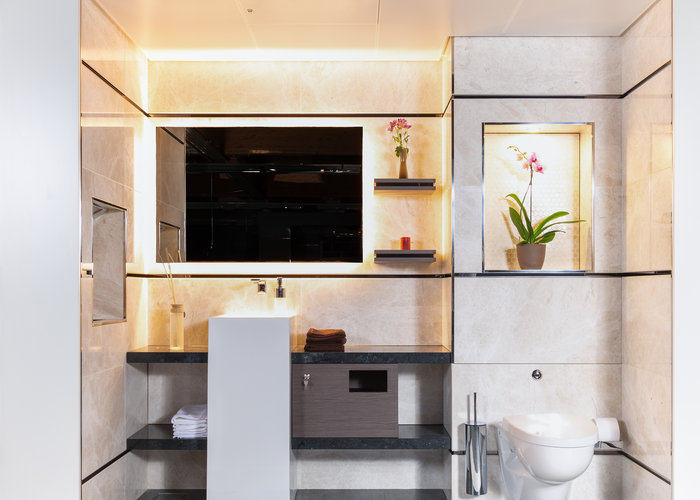 Per lo yacht di lusso Evrima sono stati realizzati in anticipo dei mock-up delle cabine con diversi modelli di arredamento. | © Messner Ges.m.b.H. 