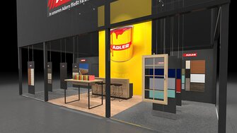 Nell'elegante stand ADLER, i visitatori troveranno ispirazione per tutte le superfici che circondano la casa. (Fotohinweis: ADLER)